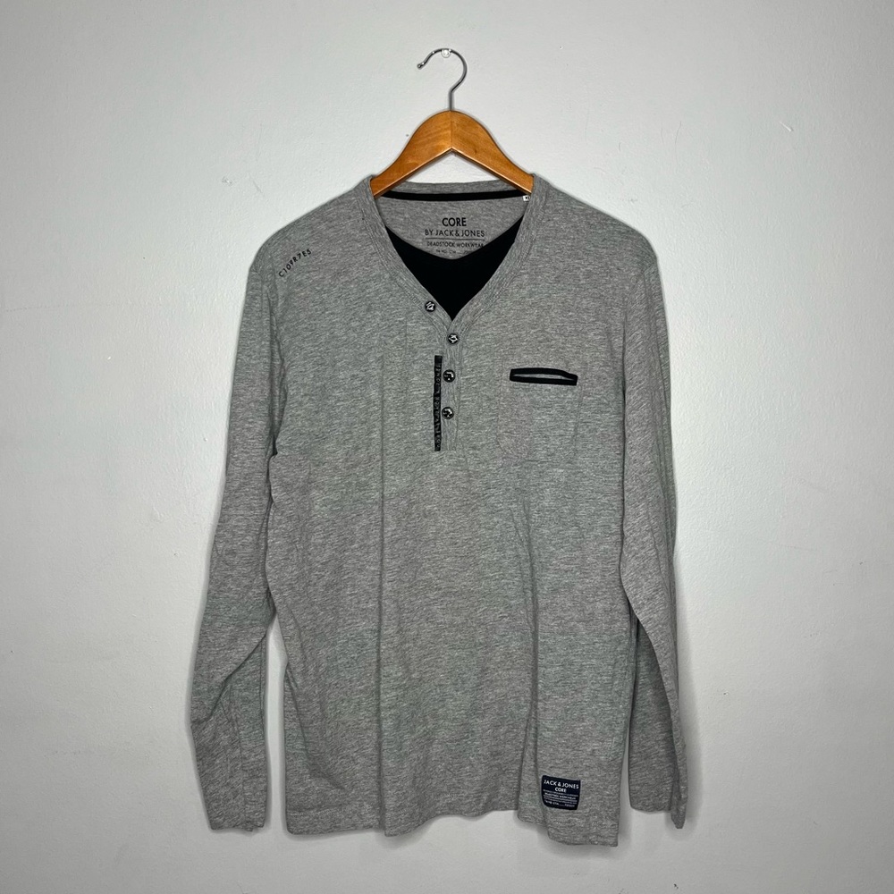 Core by Jack & Jones Deadstock Workwear Grey and Black Long Sleeve Greg Shirt A